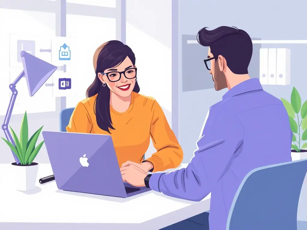A team member using Microsoft Teams to integrate with other Microsoft 365 applications in a modern workspace.